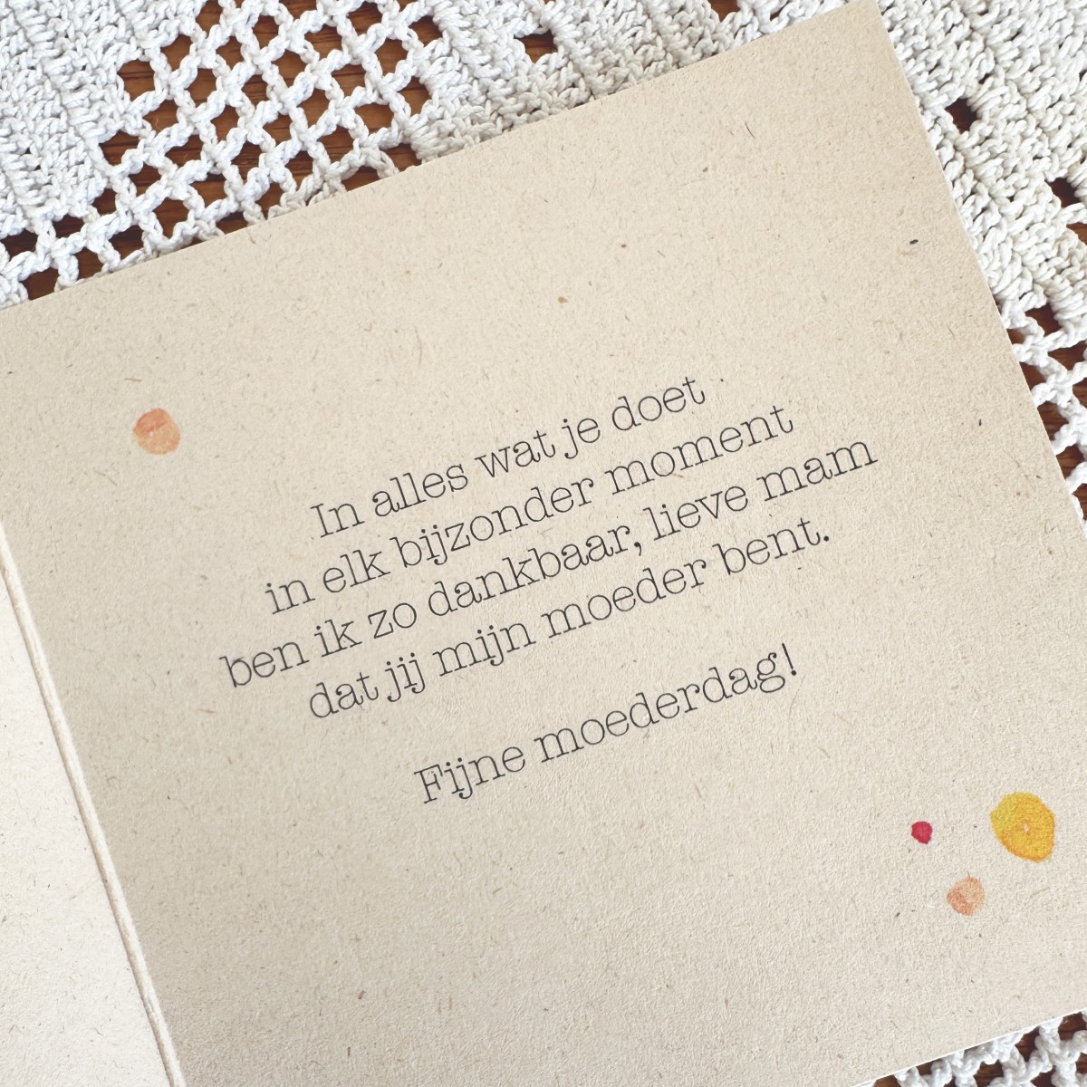 KLEURRIJKE MOEDERDAGKAART MET GEDICHTJE