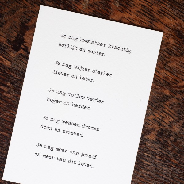 GEDICHT KAART IN LIJSTJE