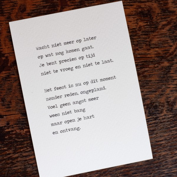 GEDICHT KAART IN LIJSTJE