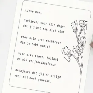 KAART VOOR MAMA MET LIEF GEDICHT
